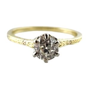 14 Karat Yellow & White Gold Diamond Ring Size 6 #18668